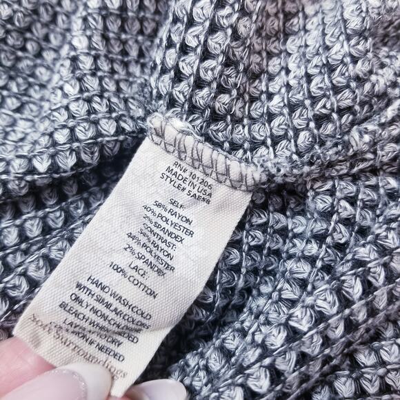 Soft Surroundings Knit Crochet Dolman Thermal Blouse Women size Medium Gray - Picture 10 of 10